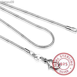 Long 1628inch (4080cm) 100 Authentic Solid 925 Sterling Silver Chokers Necklaces 1mm Snake Chains Necklace for Women CN001 L230704