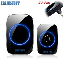 Doorbells Wireless Doorbell NO battery Waterproof EU Plug led light 300m long range smart 433mhz 230712