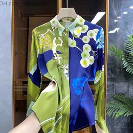 Women's Polos Summer floral shirt Women's shirt Long sleeved loose new lapel casual Korean fashion poplin top Z230713