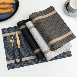 Table Mats 1 PC Placemat PVC Waterproof Oilproof Insulation Mat Gold Line El Restaurant Cafe Western Style