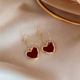 Dangle Earrings Street Style Love Heart Stud For Women Red Drop Fashion Ear Cuff Piercing Earring Gift