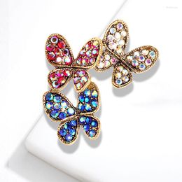 Brooches Rhinestone Butterfly For Women Vintage 3 Colorful Insects Wedding Party Casual Clothing Dress Bag Pins Gifts