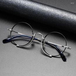 Sunglasses Frames Japan Brand Design Ancient Carved Vintage Titanium Round Frame Glasses Women Unique Patch Optical Myopia Eyeglasses