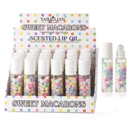 Lip Balm 24pcs Cute Macaroon Lip Oil Transparent Moisturizing Lip Gloss Kawaii Girls Lips Makeup For Dry Cracked Lips Care for Girls Bulk 230712