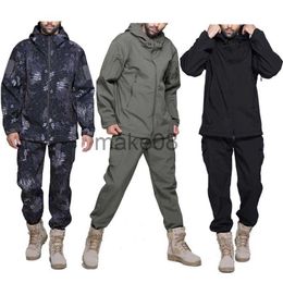 Men's Jackets Hiking Army Jackets Men Military Jackets Airsoft Camping Tactical Jacket Pants Soft Shell Waterproof Hunting Suit Windbreaker J230713