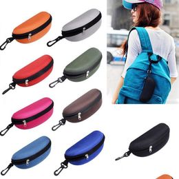 Sunglasses Cases Portable Glasses Case Reading Carry Bag Hard Zipper Box Travel Pack Pouch 12 Colors Drop Delivery Fashion Accessori Dh65H