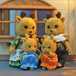 Kitchens Play Food 1/12 Reindeer Couples Dollhouse Forest Family Bunny Animal Doll Micro Accessories Model Kitchen Pretend Play Girl Christmas Gift 230713