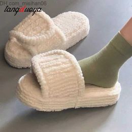 Slippers High quality luxury fluffy fur slider for women's indoor warmth fur family slider for women's amazing fur slider wholesale Z230717