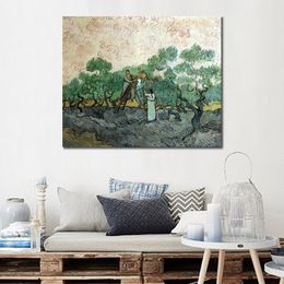 Canvas Art Vincent Van Gogh Painting Women Picking Olives Handmade Artwork Vibrant Decor for Wine Cellar