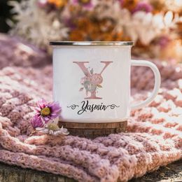 Mugs Custom Coffee Mugs Personalized Enamel Cups with Initial Name Birthday Mothers Day Wedding Engagement Gifts Grandma Bridesmaid R230713