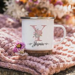 Mugs Custom Coffee Mugs Personalised Enamel Cups with Initial Name Birthday Mothers Day Wedding Engagement Gifts Grandma Bridesmaid R230713