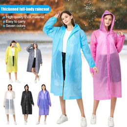 Portable Thickened EVA Raincoat Hiking Rain Poncho Rain Coat Waterproof Adult Hooded Rainwear Outdoor Travel Fishing Climbing L230620