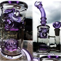 Smoking Pipes Purple Glass Bong Recycler Dab Rigs Hookahs Thick Water Pipe Herb Smoke Bongs Shisha 14Mm Joint Drop Delivery Home Gar Dha0R