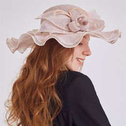 Fashion-summer high-quality foreign trade new women's face-covering flower gauze beach hat seaside holiday cotton beach hat1922