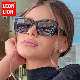LeonLion 2023 Oversized Rectangular Sunglasses Women Brand Designer Glasses Women/Men Vintage Eyewear Women Mirror Gafas De Sol
