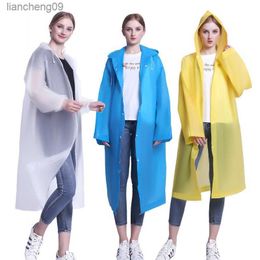 Breathable Raincoat With Button Fashion Adult Students Thick EVA Raincoat Hiking Rain Poncho Raincoat Hooded Rain Coat L230620