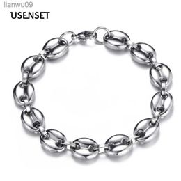 8MM 10MM 13MM Coffee bean Chain Charm Jewellery Men's Bracelet Stainless Steel Chain Bangle Jewellery M03 L230704