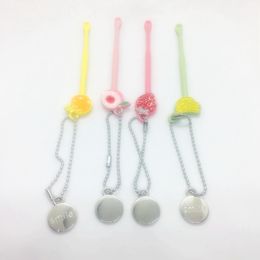 Colourful Smoking Cute Fruits Shape Decoration Zinc Alloy Portable Pendant Mini Dry Herb Tobacco Oil Rigs Spoon Wax Shovel Dabber Scoop Hookah Bong Straw Tip Nails