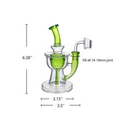 Waxmaid 6.38inch Trophy Incycler hookah Green Clear Glass dab rig Tornado Beaker water pipe glass bong 14mm Joint Oil Rigs US warehouse retail order free shipping