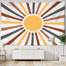 Tapestries Boho Sun Painting Tapestry Wall Hanging Ins Minimalist Art Hippie Tapiz Psychedelic Witchcraft Girl Room Decor R230713