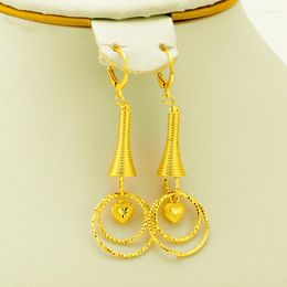 Dangle Earrings Gold Colour Heart Dubai Indonesia Arab Middle East Ethiopian Fashion Jewellery Africa Love For Women Girl Gift