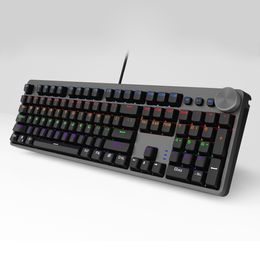 Keyboards Wired Gaming Mechanical Keyboard with 104 Keys Mixed Backlight Black and Gray With Multi Function Knobs French US Layout ES RS 230712