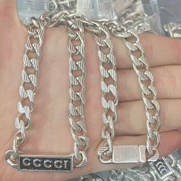 Men Thick Chain Necklaces Woman Hiphop Rock Punk Designer Choker Necklace Chain Simple Fashion Enamel Letter Silver Design Jewelry CGN4 --02