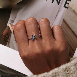 Cluster Rings Bamoer 925 Sterling Silver Stackable Initial Letter For Women Capital Adjustable Ring Size 6-8 Jewellery SCR723