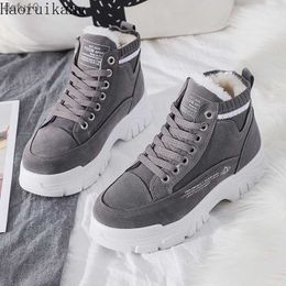 Ladies Lace-up Platform Sneakers Winter Women Thickened Warm Plush Snow Boots L230704