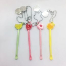 Colorful Smoking Cute Fruits Shape Decoration Zinc Alloy Portable Pendant Mini Dry Herb Tobacco Oil Rigs Spoon Wax Shovel Dabber Scoop Hookah Bong Straw Tip Nails DHL