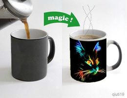 Mugs 2020 New Colours Magic Cat Coffee Mug Colour Changing Mugs Cup 110z Ceramic Tea Milk Cup Gift R230713