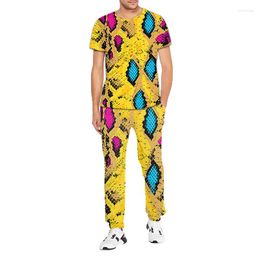 Men's Tracksuits 3d Print Man Suits Snakeskin Stripes 2 Pieces Jogger Oversized Y2k Summer Chandals Hip Hop Funny Clothing Tracksuit