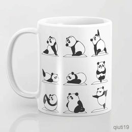 Mugs The panda yoga Mug 11oz Funny panda Ceramic Home Coffee Mug panda Lover friends birthday Gift R230713