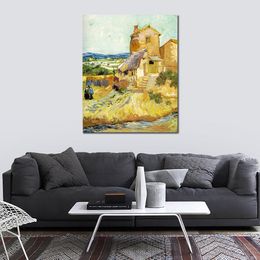 Canvas Artwork The Old Mill Vincent Van Gogh Painting Handmade Impressionist Landscape Art for Dining Room