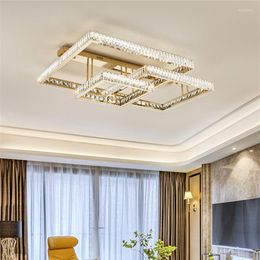 Chandeliers Luxury Living Room Smart Led Chandelier Modern Foyer Lustre K9 Crystals Ceiling Lighting Deco Steel Ligh