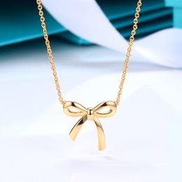 Hot sales New S925 Necklace for women Enamel T Series Necklace Bow Heart Pendant Clavicle chain Fashion Luxury Wedding Engagement Gift Designer Jewellery with Box