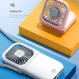 Electric Fans Handheld Usb Mini Folding Fan Portable Pocket Fan Office Dormitory Desktop Fan Outdoor Travel Air Cooler Three-speed Wind Speed R230713