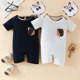 Summer Newborn Infant Baby Clothes Cute Toddler Jumpsuits Boys Girls Short Sleeve Cotton Bodysuits Outfits 2pcs