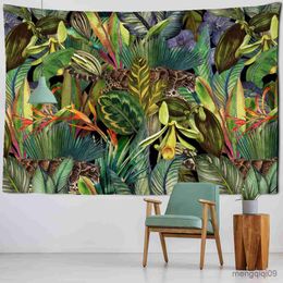 Tapestries Tropical Rainforest Tapestry Wall Hanging Animal World Natural Scenery Psychedelic Witchcraft Bohemian Hippie Home Decor R230713