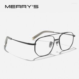 Sunglasses Frames MERRYS DESIGN Pure Titanium Glasses Frame For Men Classic Square Prescription Eyeglasses Ultra Light Optical Eyewear S2548