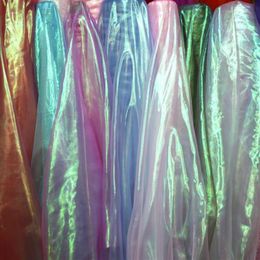 Fabric Width 150cm 5m lot Laser Shiny Nylon Multicolor Decor Gauze For Wedding Bedding Decorations DIY Handmade Materials242E