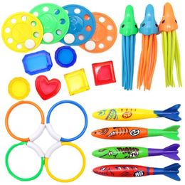 Sand Play Water Fun Kids Diving Toys Set 1 Set Funny Diving Game Shark Rocket Throwing Toy for Children Summer Games Swimming Pool Accessories Toy 230712