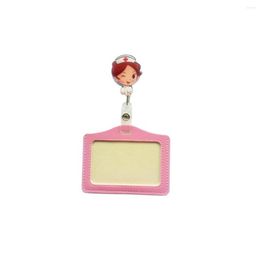 Card Holders Cartoon Workers Work Name Tag Holder For Nurses Doctors Cover Badge PU Protector Case