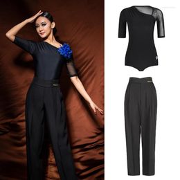Stage Wear Women'S Modern Dance Clothes Latin Top High Waist Pants National Standard Ballroom Competition Costumes SL8488 89