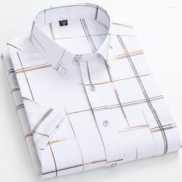 Men's Casual Shirts Dress Spring Autumn Latest Non-iron Anti-Wrinkle Business Short Sleeve Print Plaid Slim Fit