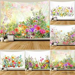 Tapestries Beautiful plant flower tapestry bedroom tapestry Bohemian home decor Hippie psychedelic scene mattress Mandala sofa blanket R230713