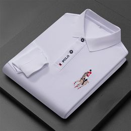 Men's Polos Spring and Autumn Men's Long Sleeve Lapel Polo Shirt Classic Fashion Casual Embroidery 6 Colours Loose Breathable Men's Clothing 230712