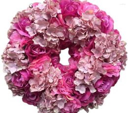 Decorative Flowers Artificial Rose Hydrangea Garland Wedding Decoration Table Flower Ball Arch Rings 45cm MIXCOLOR 10pcs/lot TONGFENG