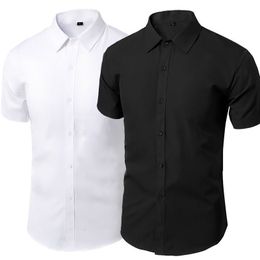 Mens Casual Shirts Summer Shirt for Men Daily White Short Sleeve Button Down Slim Fit Male Social Blouse 4XL 5XL 230713