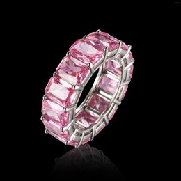 Cluster Rings Vintage Ruby Gemstone Pink Wide Square Crystal Ring Gift Female Party Cocktail Fine Jewellery Luxury Designer Wedding